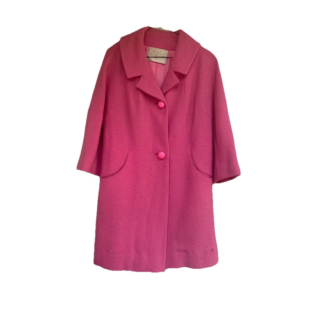Vintage 50s Zelinka Matlick Pink Boucle Swing Coat Union Barbiecore Elle Jackie